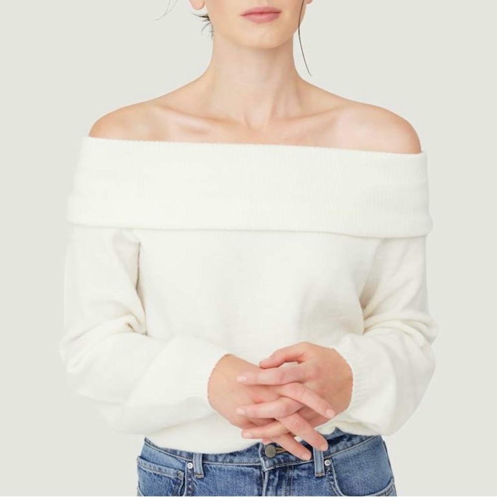 721. Off The Shoulder Knit Sweater in White